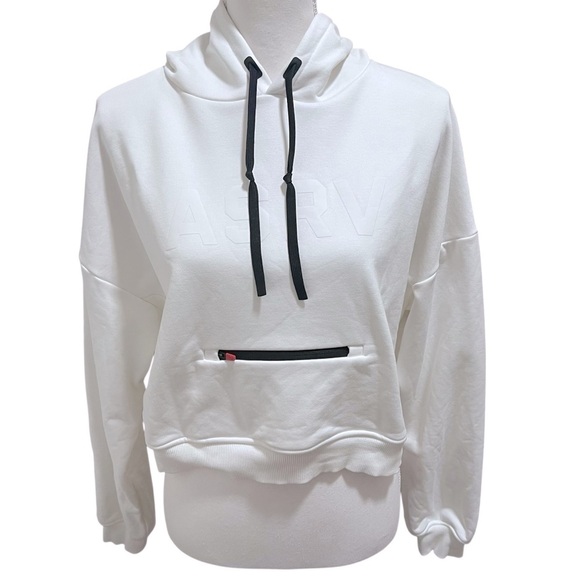ASRV X Equinox Sonora French-Terry Mid Cropped Hoodie Ivory Cream Size Small - Picture 1 of 16